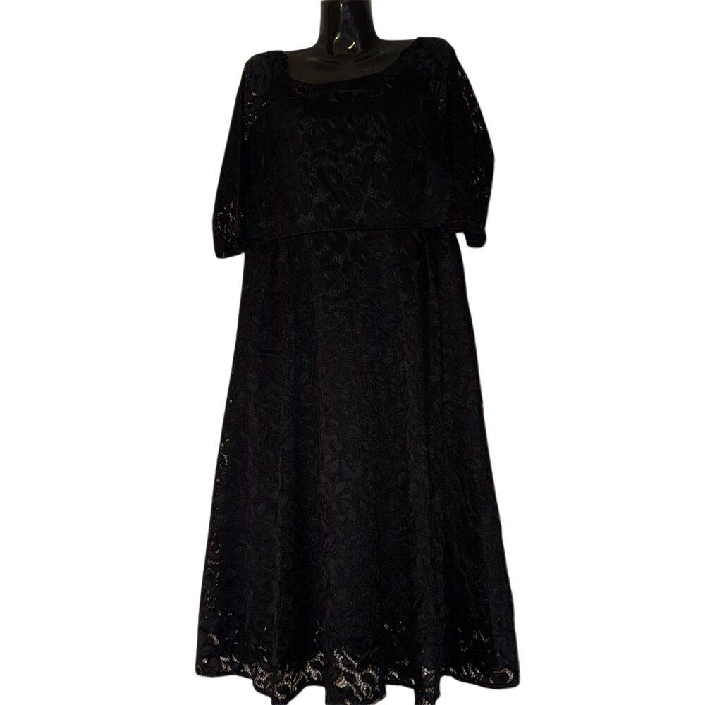 Vicky and Lucas Women's XL Black Lace Evening‎ Dress Cape Sleeve Formal